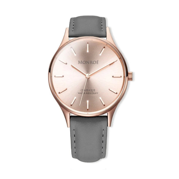 Maestro Monroe Classique W\'s Watch in Sunburst Solerose Grey Leather Rose Gold Monroe Classique Watch Sunburst Solerose Rose Gold Face Gray  main image 4